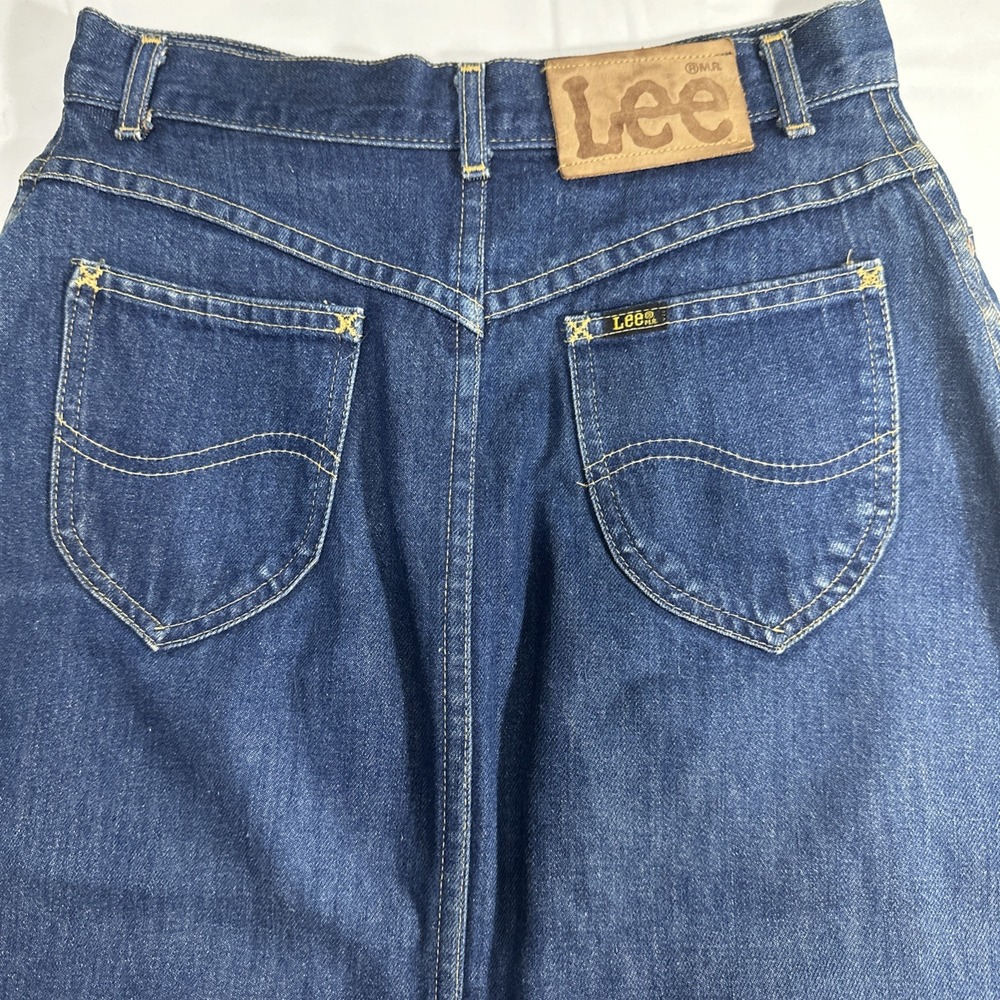 70s Vintage Lee Dark Wash Denim Maxi Womens  8 / 26 Inch High Waist Skirt Rodeo